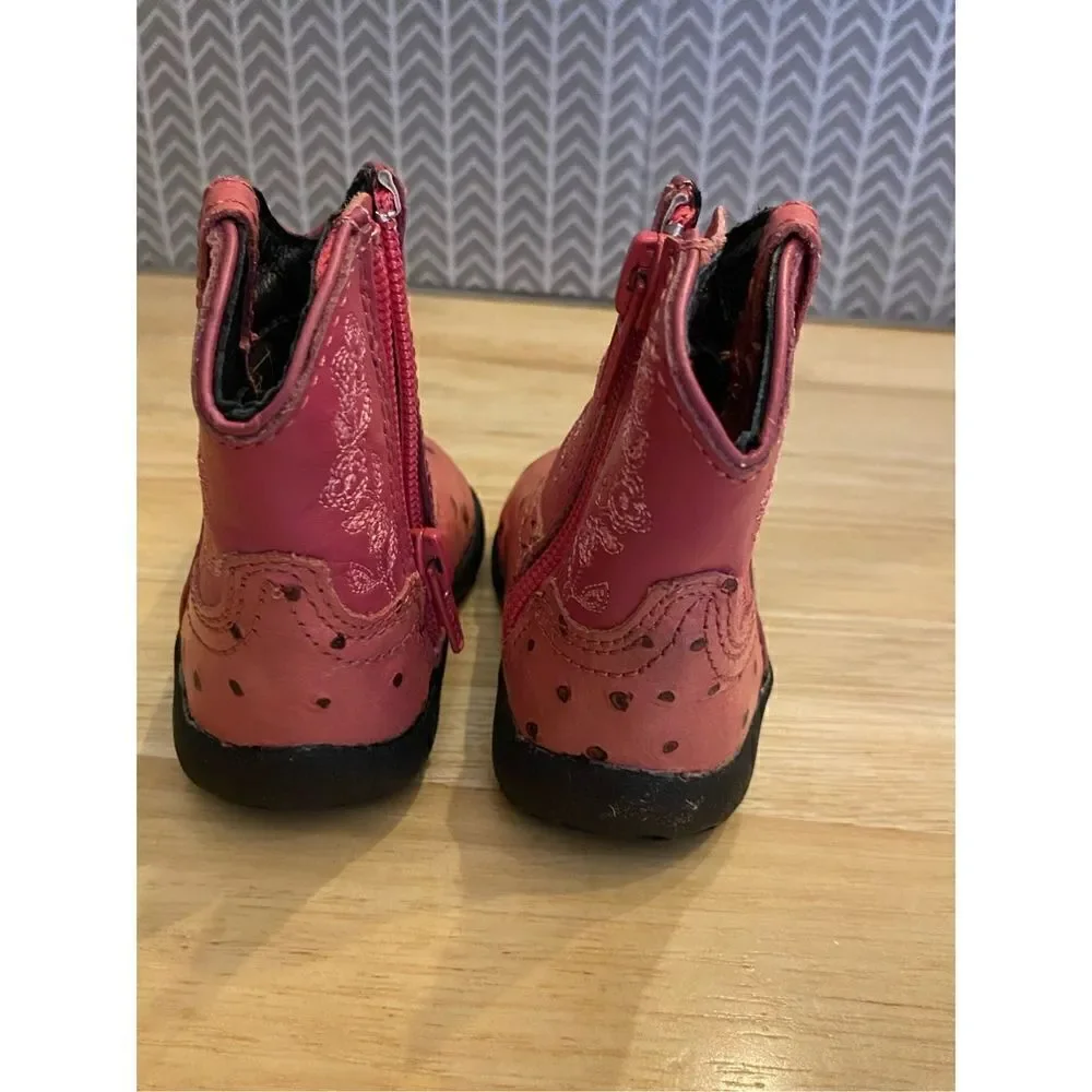 ✅Roper pink leather western boots for baby Sz 2